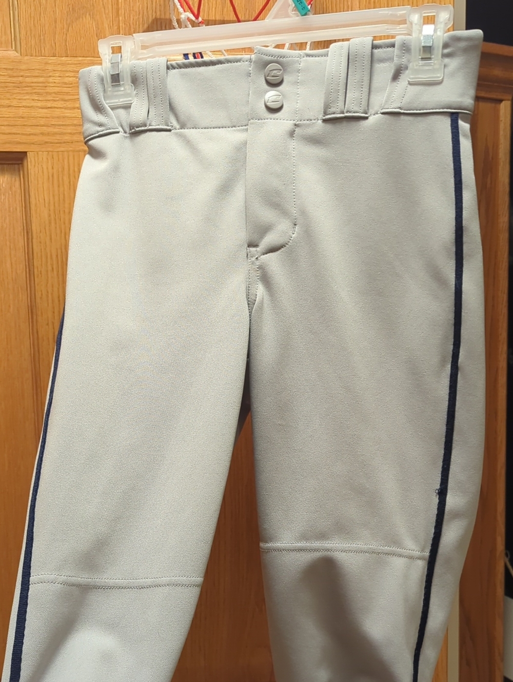 Boy's Champro Athletic Baseball Pants in Light Gray with Navy Side Stripe